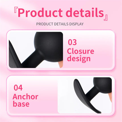 Butt Plug with Metal Ball Rolling Massage Silicone Vagina Anus Dilator Anal Bead Adult Product Sex Toys for Men Women Anal Plug