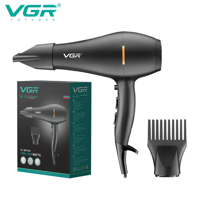 VGR Professional High-Power Hair Dryer, Convenient Hanging, Dorm/Home Hair Dryer, Cool and Hot Alternating Negative Ion V-433