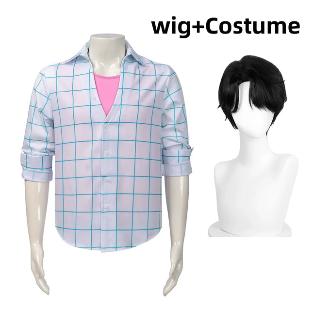 XQAnime Movies Saja Boys Jinu Cosplay Costume Boy Band Long Sleeves Grid Shirt Top Wig Adult Man Woman Daily Leisure Suit