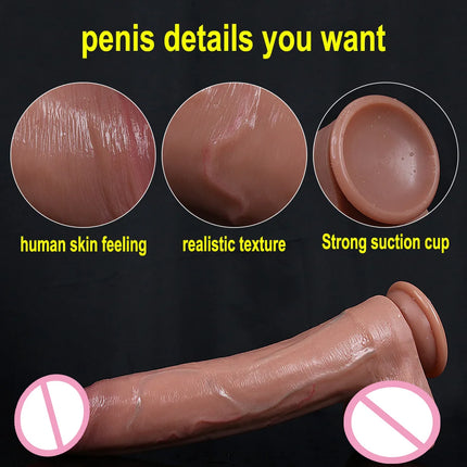 11.02in Huge Dildo Soft Penis Sexy Female Sex Toys Masturbator Double-layer Silicone Suction Cup Dildos for Women Big Dick Cock