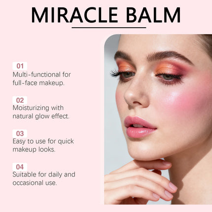 3 Colors Powder Blusher for Cheeks Lips Face Moisturizing Balm Long Lasting Natural Makeup Multi Use Balm Highlighter Blush 50g