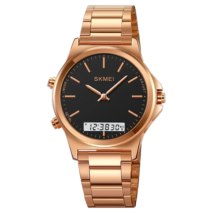 SKMEI 2120 Digital Quartz Watch for Men Waterproof Sport Dual Display Stainless Steel Mens Wristwatches Alarm Clock Reloj Hombre