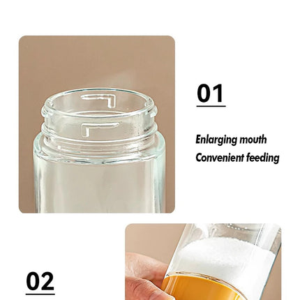 Kitchen Quantitative Salt Bottle Glass Sealed Moisture-Proof Seasoning Jar Outdoor Multi-Purpose Seasoning Box Can Adjustable