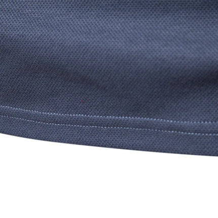 New men's long-sleeve cotton polo, embroidered, sport collar, trendy & versatile.