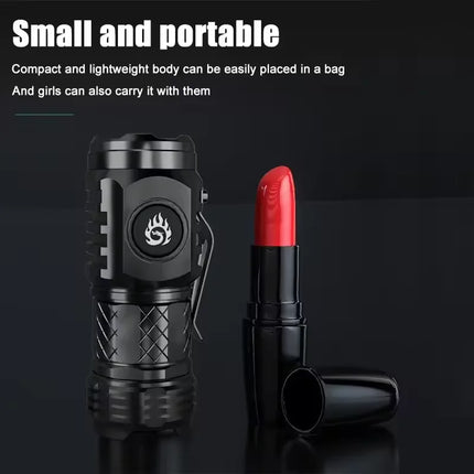 White Laser Flashlight Keychain High Power Rechargeable LED Flashlight Torch Tactical Portable Outdoor Camping Hiking Work Light