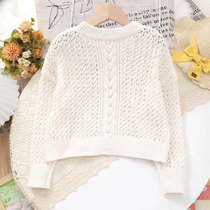 Literary Style Kidsren's Spring and Autum Pure Color New Cardigan 2025 Autum Knitted Tops for Boys and Girls