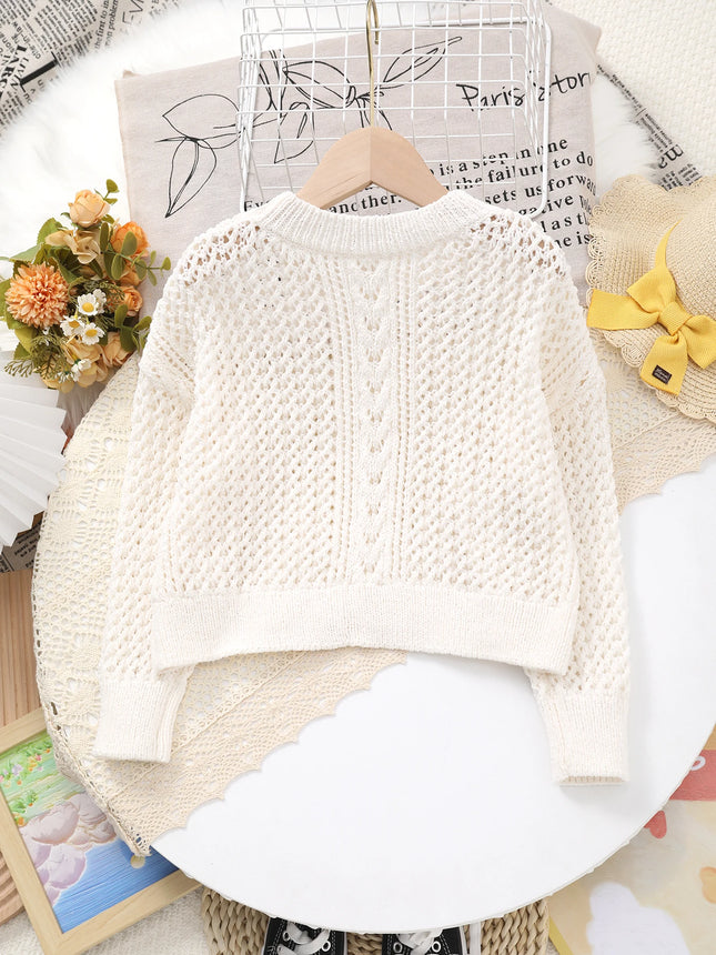 Literary Style Children's Spring and Autumn Pure Color New Cardigan 2025 Autumn Knitted Tops for Boys and Girls