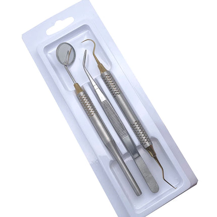 3pcs/KIt Dental Mouth Mirror Tweezers Curve Probe Kit Dental Stainless Steel Instrument For Dentist Oral cleaning Tool