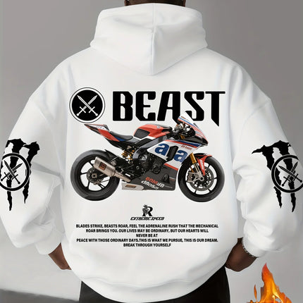 Men Women Beast Racing Motorcycle Hooded Sweatshirt Autumn Winter Loose Casual Sportswear Daily Outdoor Vacation Fitness Wear