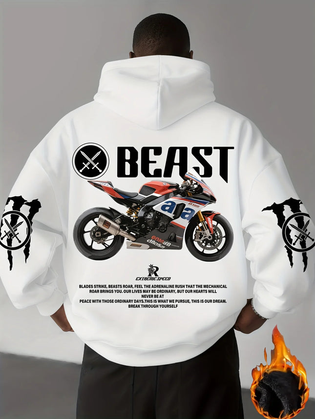 Men Women Beast Racing Motorcycle Hooded Sweatshirt Autumn Winter Loose Casual Sportswear Daily Outdoor Vacation Fitness Wear