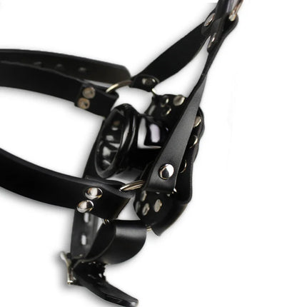 Faux Leather Head Harness Straps Open Mouth Gag Plug Cover BDSM Restraint Oral Fixation SM Roleplay Adult Sex Toys Women Couples