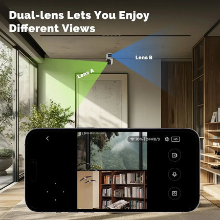 YOOSEE 8MP Indoor Smart WiFi Camera Dual Lens IP Camera Color Night Vision Two-Way Audio Security CCTV Surveillance Baby Monitor