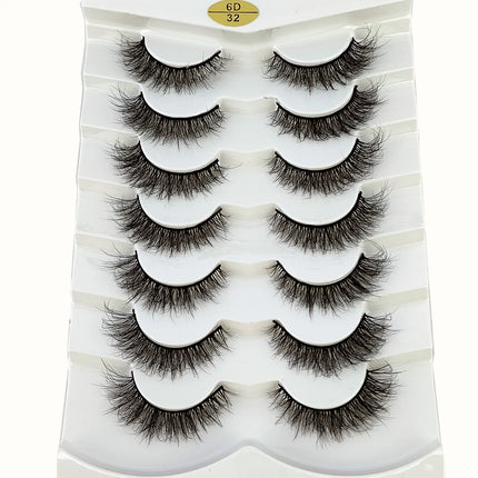 7pairs Natural Russian Strip Lashes Fluffy Mink Lashes 3D False Eyelashes Fluffy Volume Eyelashes Fake Eyelash Extension Make Up