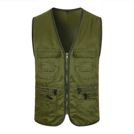 Men's Multi Pocket Tank Top Summer Men American Tactical Hiking Fishing Photography Director Mesh Sleeveless Outdoor Jacket Vest