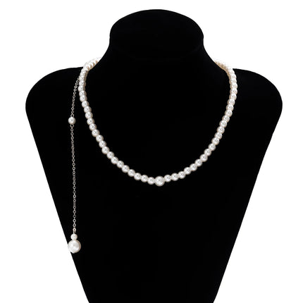 PuRui Korean Romance Imitation Pearl Chain Necklace Back Chain For Women Fashion Long Tassel Pendant Body Chain Wedding Jewelry