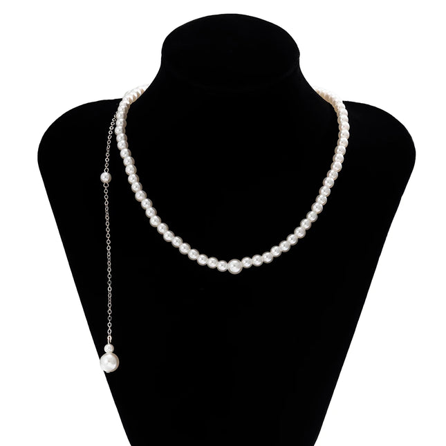 PuRui Korean Romance Imitation Pearl Chain Necklace Back Chain For Women Fashion Long Tassel Pendant Body Chain Wedding Jewelry