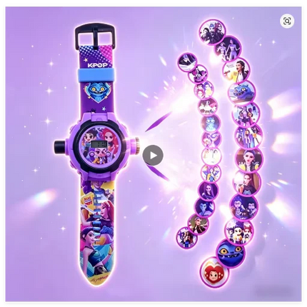 New Anime Gilrs Lumi Mila Zoi Kpop Theme Projection Watch 24 Images Digital Electronic Wristwatch Multifunctional Toy Watch Gift