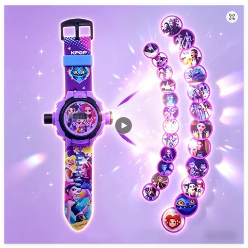 New Anime Gilrs Lumi Mila Zoi Kpop Theme Projection Watch 24 Images Digital Electronic Wristwatch Multifunctional Toy Watch Gift