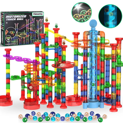 Glowing Marble Run for Kids Motorized Elevator Marble Maze Toy with Glow in The Dark Marbles Pcs Set Building Blocks for Boys Girls Best Birthday Gifts for Kids