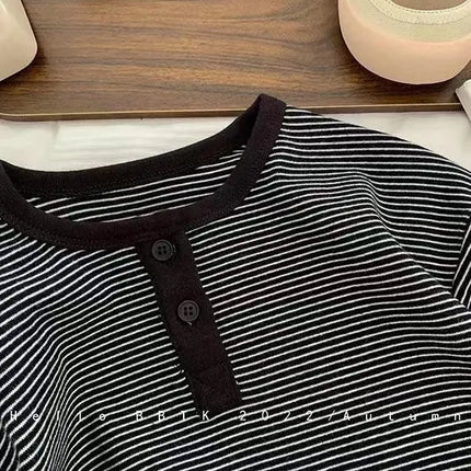 Children's Spring Autumn Long Sleeved T-shirt Boys Girls Korean Striped Children's Base Layer Shirt Baby Simple Top