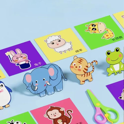 48Pcs Kids Craft Toys Handmade Paper Cut Book DIY Cartoon Scrapbooking Paper Art Toys Kids Learning Toys for Children Gifts