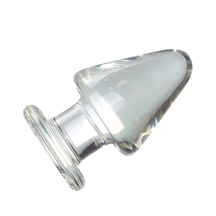 VaHppy Glass Anal Plugs Large 5.5cm Transparent/Golden SM BDSM Adult Sex Toys Unisex Lesbian Gay Anal Masturbator Stimulation