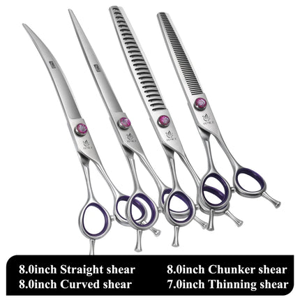 Fenice JP440C 7/8 Inch Professional Pet Dogs Grooming Scissors Straight Curved Thinning Chunker Shear Scissors Set For Dogs
