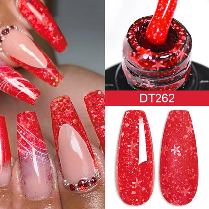 MEET ACROSS 7ml Rubber Base Gel Glitter Nude Pink White 2 In 1 Gel Nail Polish Nail Art Varnish For Nails Winter Autumn Manicure