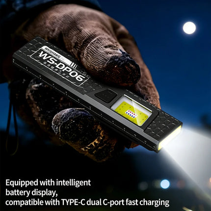 Powerful Mini COB LED Keychain Flashlight USB C Rechargeable Hanging Work Light 550LM Waterproof Camping Walking Pocket Lamp