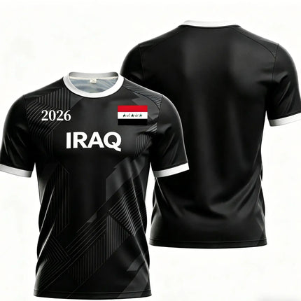 Iraq Style 2026 Special Fan Jersey, Green Flag Print Soccer Shirt, Lightweight Breathable Sports Top for Men, Fans & Collectors