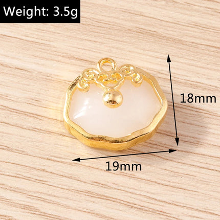 Tusember 10pcs Traditional Chinese Good Fortune Lucky Jade Charms Pendants for Jewelry Making Earrings Necklace Bracelet DIY