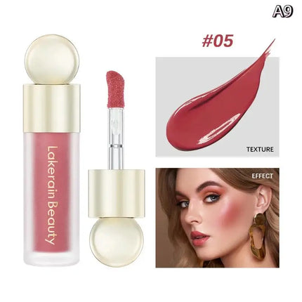 1Pc Lakerain Velvet Liquid Blush - Highly Pigmented Long-Lasting Hydrating Gloss Lip Cheek Makeup in 9 Colors