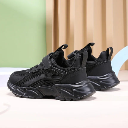 Lightweight Children's Black Sneakers Breathable Mesh for Boys Casual Walking Shoes Non-slip Kid Girls' School Running Shoes