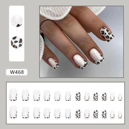 Fresh Flower 24 Pcs Press on Nails Pink Nail polish Glossy Artificial Finger Manicure Reusable False Nails for Women