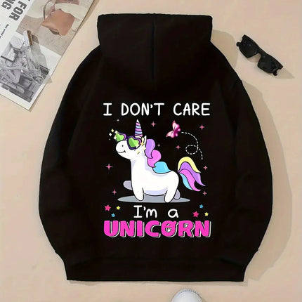 Creative Unicorn Graphic Kangaroo Pocket Hoodie Casual Long Sleeved Hooded Sweatshirt Fashionable Women's Versatile Sweatshirt