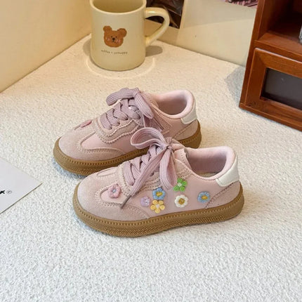 PU Leather Sport Shoes For Children Korean Style Teenager Kid's Sneakers Waterproof Outdoor Girl's Tennis Footwear Casual Shoes