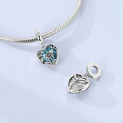 Charm Bead 925 Sterling Silver Heart Starry Sky Family Mother-Daughter-Sister Charm Fit Bracelets Pendant Women DIY Jewelry Gift