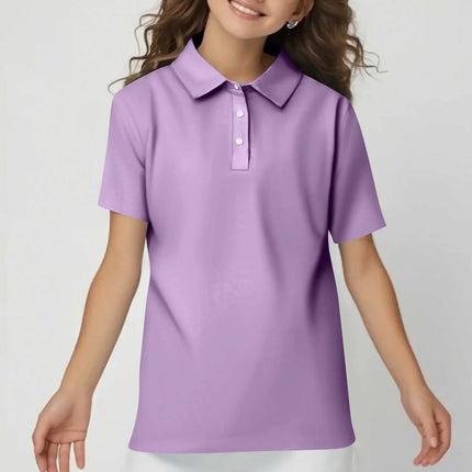 Children's Solid Color Polo Shirt Fashion Sports T-shirt Girl Lapel Casual And Comfortable Short Sleeves Tops