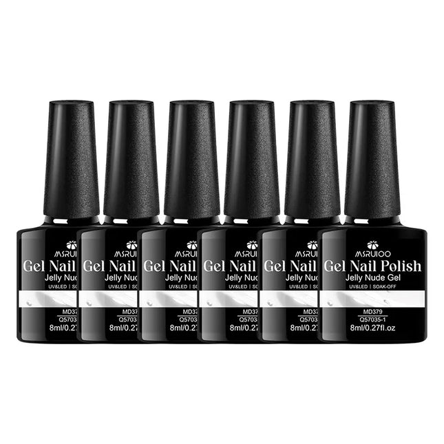 8ml Sheer Milky White Nail Gel Polish, Jelly Translucent Nail Lacquer for French Manicure Tips, Natural Looking, UV LED Cure