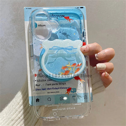 Korea Quicksand Shake Fish Tank Magnetic Holder Grip Tok Griptok Phone Stand Holder Support For iPhone For Pad Magsafe Smart Tok
