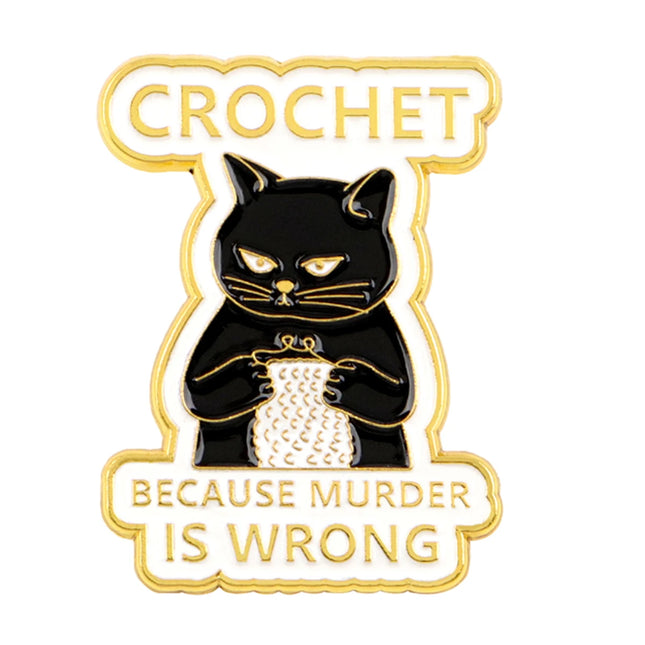 Cartoon Black Cat Crochet Enamel Pin Animal Badges on Backpack Brooches for Women Metal Lapel Pins Cosplay Accessories Toys Gift