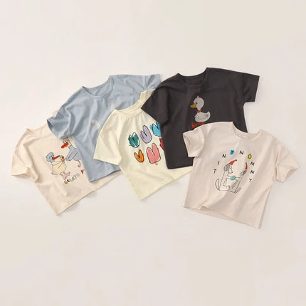 Kids T-shirts 2025 Summer Children Tees Cartoon Tops for Boys Short-sleeve Girls Blouse Toddler Outfits Baby Outerwear Clothing