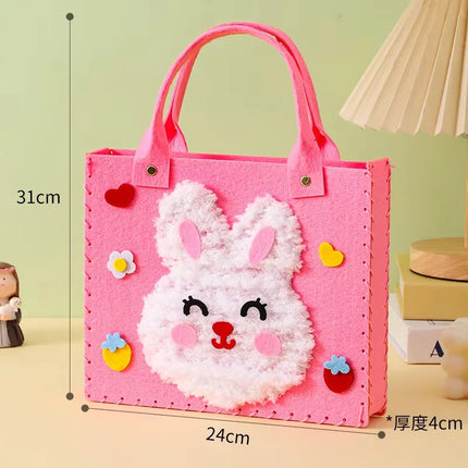 DIY Sewing Felt Bag Set Kids Education Toy Cute Cartoon Animal Hand Bag Safe Needle Thread Craft Kits for Girls Birthday Gifts