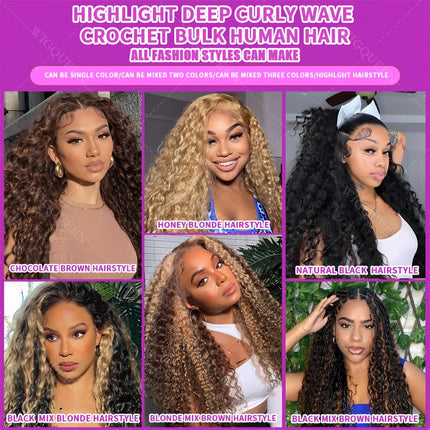 Blonde Feather Crochet Bundles Human Hair Miracle Knots Deep Wave Extensions Lightweight Pre Separated Crochet Hair For Braids