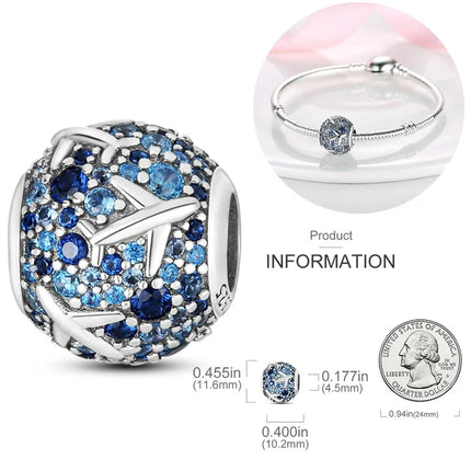 925 Sterling Silver Travel Passport Trunk Charms Fit Original Bracelet Diy Airplane Earth Beads for Jewelry Making Gift