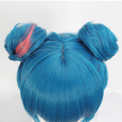 Cosplay Wig Arcane Anime Wig Jinx Bule with Pink Game Role-Playing Wig Synthetic Wig with Wigcap