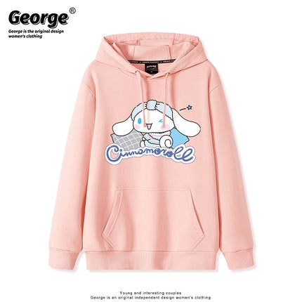 Korean Cute Cinnamoroll Hook Haze Blue Hooded Sweater Cute Girl Loose Versatile Girlfriend College Style Loose Long Sleeve Top
