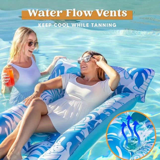 JOYFY 2Pack Adults Inflatable Pool Floats Mat with Headrest Sun Tanning Raft Lake Beach Swimming Pool Party Balloons Toys