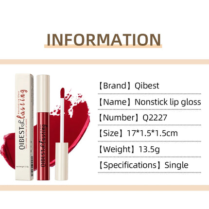 QIBEST Liquid Lipstick Waterproof Velvet Nude Matte Sexy Red Lip Gloss Long Lasting Nonstick Lip Stain Makeup 24 Colors Hots