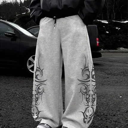 2026 High Street Pants Men Fashion Y2K Sweatpants New Harajuku Hip-Hop Trousers Spring Summer Printed Streetwear Wide-leg Pants